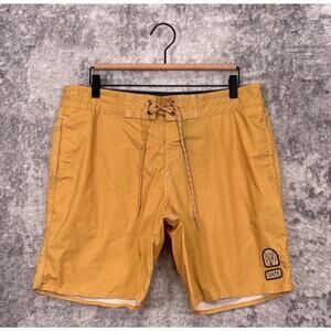 Howler Brothers Board Shorts 34 Mens Yellow Lace Up Lined 8" Swimwear